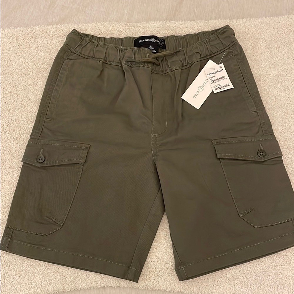 Boys Olive Green Cargo Shorts